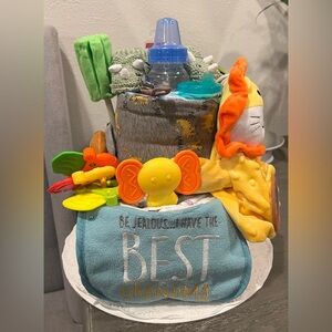 Baby Diaper Cake baby gift 2 tier baby cake NWT baby stuff - Grandma Baby shower
